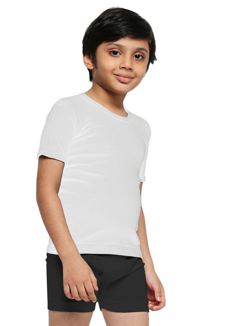 BOY'S COTTON ROUND NECK UNDERSHIRT (PACK OF 3) - WHITE