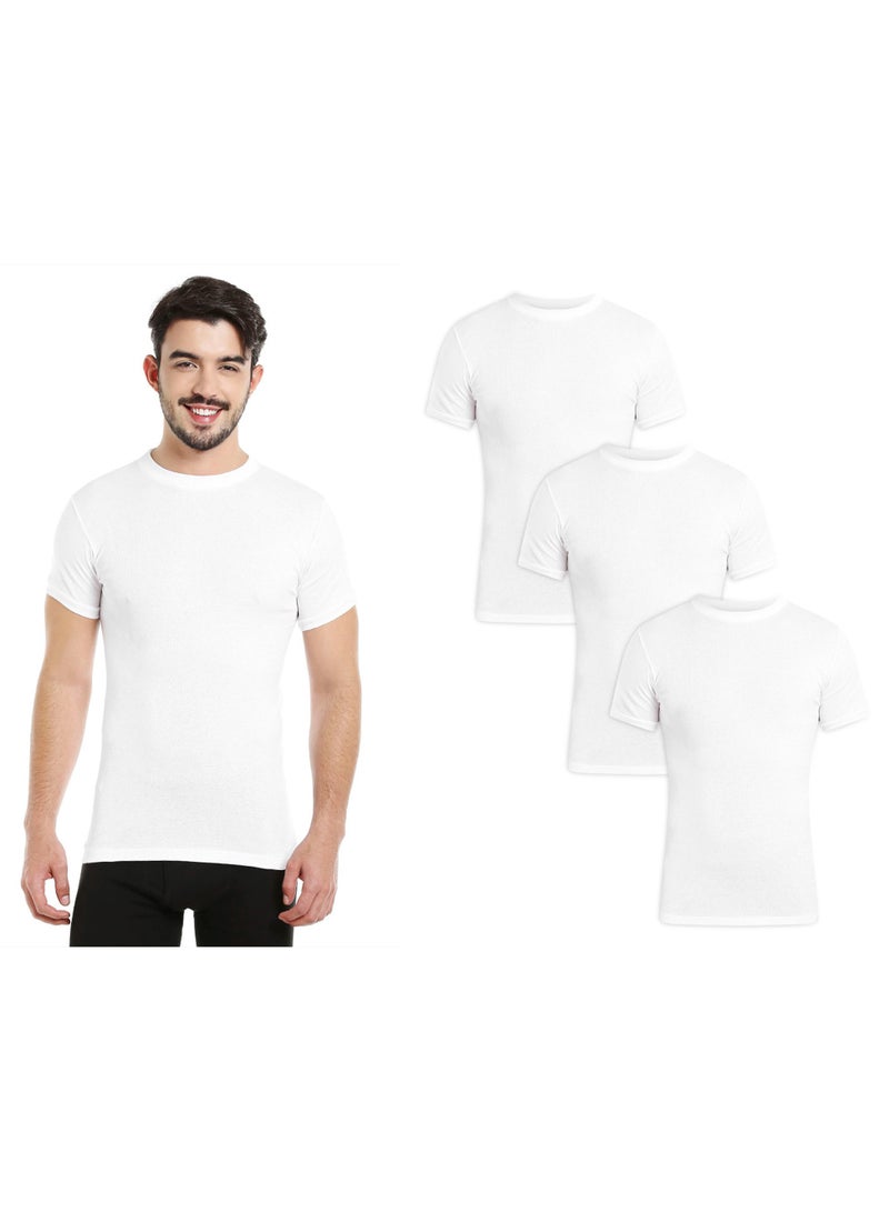 MEN'S O-NECK COTTON UNDERSHIRT (PACK OF 3) - WHITE