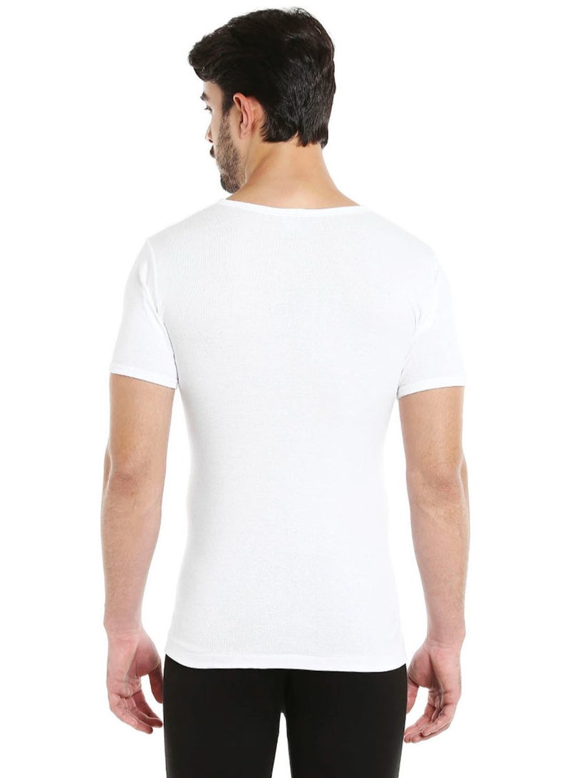 MEN'S U-NECK COTTON UNDERSHIRT (PACK OF 3) - WHITE