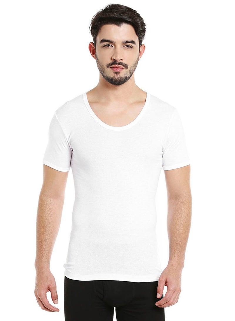 MEN'S U-NECK COTTON UNDERSHIRT (PACK OF 3) - WHITE