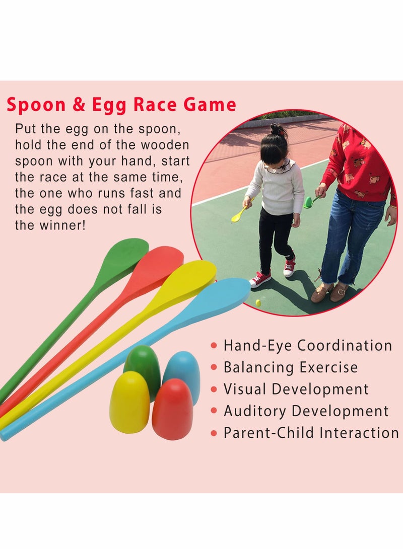 Outdoor Kids Games Set with Potato Sack Race Bags, Bean Bag Toss, 3 Legged Bands, and Egg Spoon Game for Birthday Parties and Camping Fun