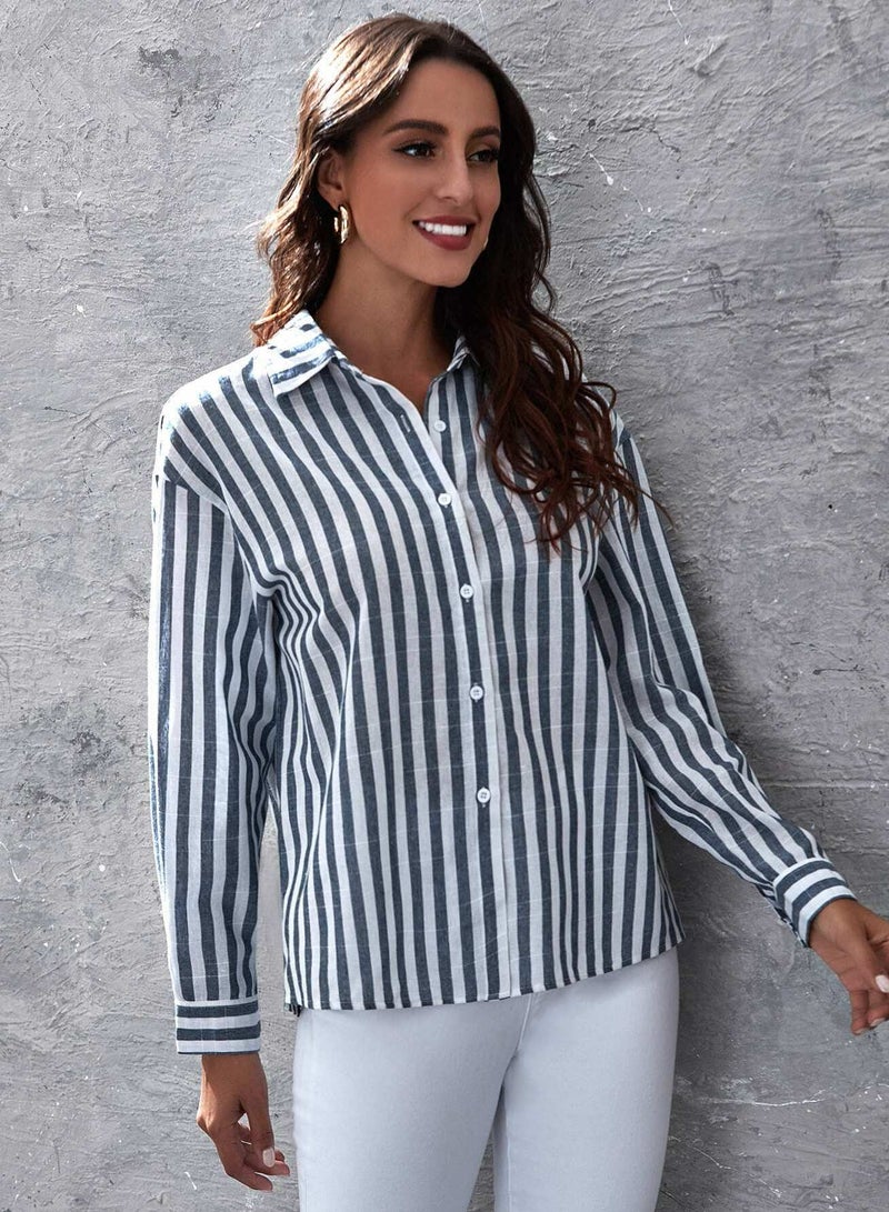 Drop Shoulder Striped Shirt