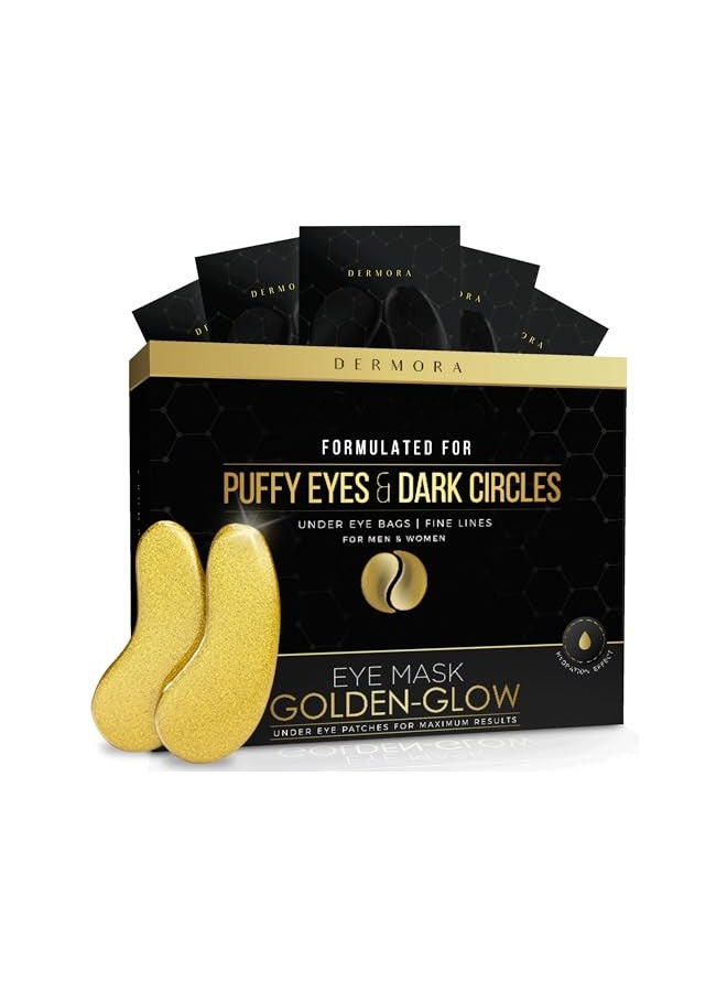 DERMORA Skin Treatment Mask 24K Gold Eye Mask - 20 Pairs Eye Gels - Rejuvenating Treatment for Dark Cirlce,Puffiness,Refresh,Revitalizing,Travel,Wrinkles