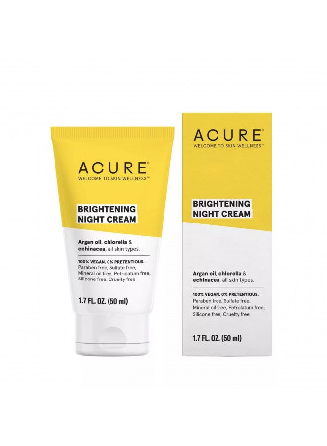 ACURE Brightening Night Cream - Night Time Moisturizer Cream for Face & Neck - 100% Vegan Formula with Argan Oil, Chlorella & Echinacea - Hydration & Moisturizing for All Skin Types - 1.7 Fl Oz