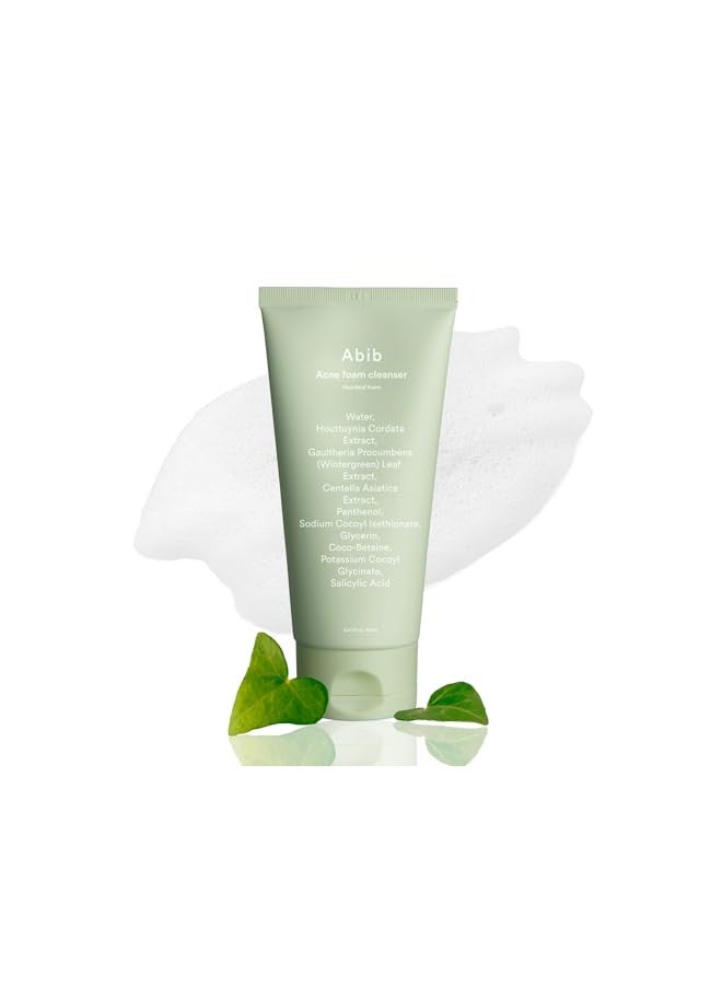 Abib Acne Foam Cleanser Heartleaf Foam 5.07 fl oz / 150 ml I Hydrating Mild Acidic Daily Facial Cleanser, Panthenol B5 Soothing for Irritated Skin and Acne Pimple Care