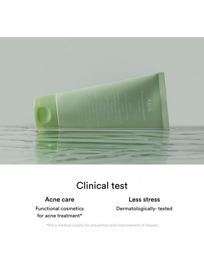 Abib Acne Foam Cleanser Heartleaf Foam 5.07 fl oz / 150 ml I Hydrating Mild Acidic Daily Facial Cleanser, Panthenol B5 Soothing for Irritated Skin and Acne Pimple Care