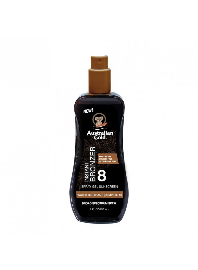 Australian Gold Spray Gel Sunscreen with Instant Bronzer SPF 8, 8 Ounce | Moisturize & Hydrate Skin | Broad Spectrum | Water Resistant | Non-Greasy | Oxybenzone Free | Cruelty Free