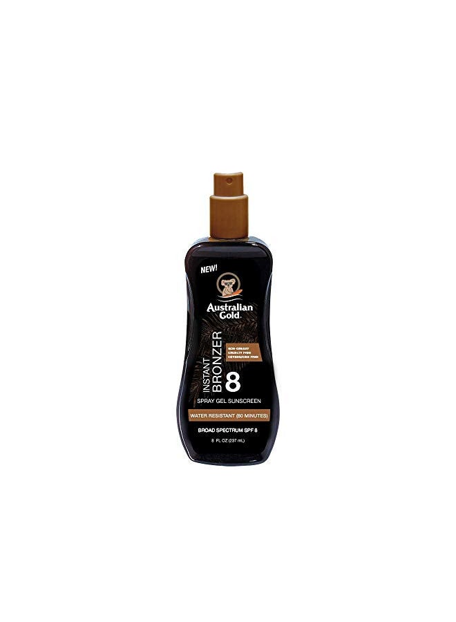 Australian Gold Spray Gel Sunscreen with Instant Bronzer SPF 8, 8 Ounce | Moisturize & Hydrate Skin | Broad Spectrum | Water Resistant | Non-Greasy | Oxybenzone Free | Cruelty Free