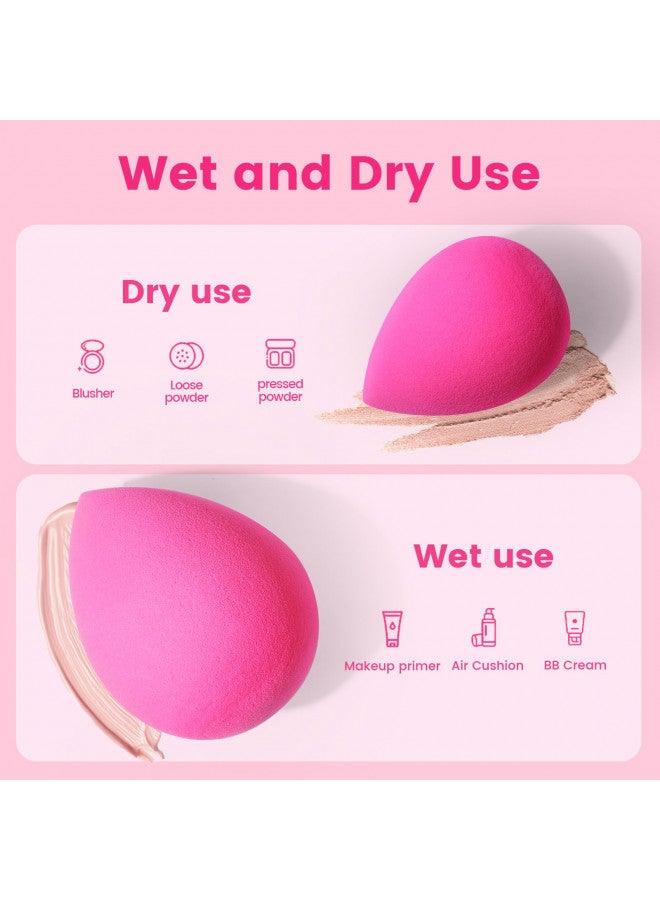 BEAKEY Trio Set: Large, Mini & Standard Makeup Sponges, Beauty Sponges Blender, Cruelty-free & Latex Free, Bouncy and Soft, for Powder, Cream and Liquid Blending, Rose Pink