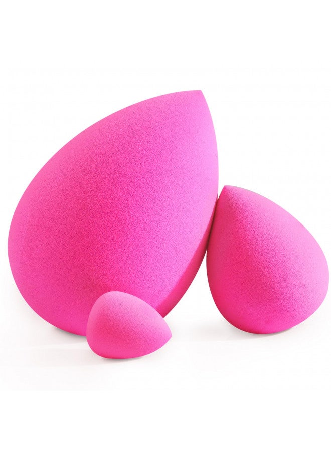 BEAKEY Trio Set: Large, Mini & Standard Makeup Sponges, Beauty Sponges Blender, Cruelty-free & Latex Free, Bouncy and Soft, for Powder, Cream and Liquid Blending, Rose Pink