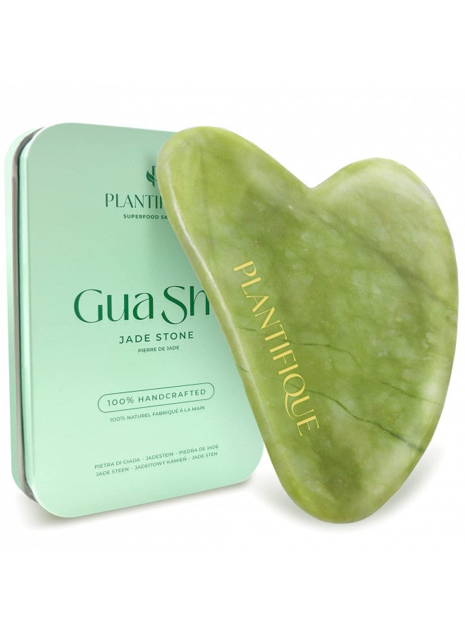 PLANTIFIQUE Gua Sha Facial Tools - GuaSha Massage Tool - Jawline Sculptor - GuaSha Tool for Face - Face Sculpting Tool for Your Skincare Routine - Jade Gua Sha