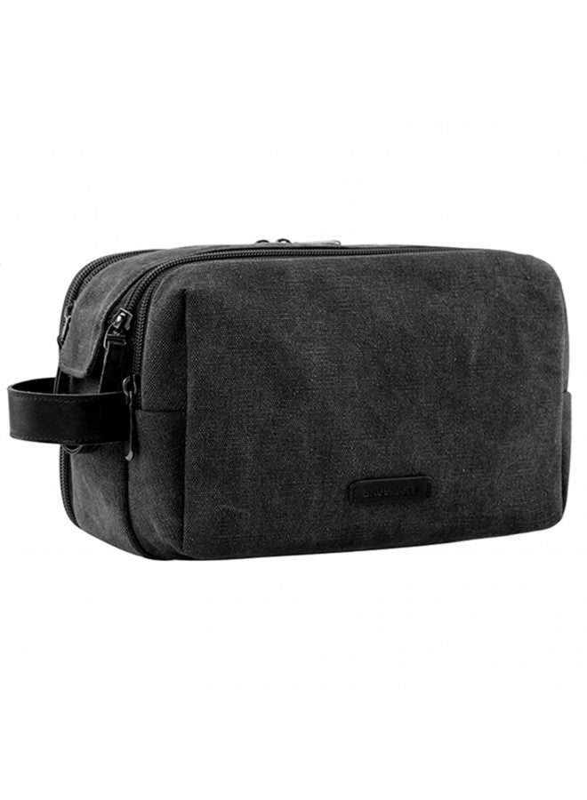 BAGSMART Toiletry Bag for Men, Canvas Travel Toiletry Organizer Dopp Kit Water-resistant Shaving Bag for Toiletries Accessories,Black-Medium