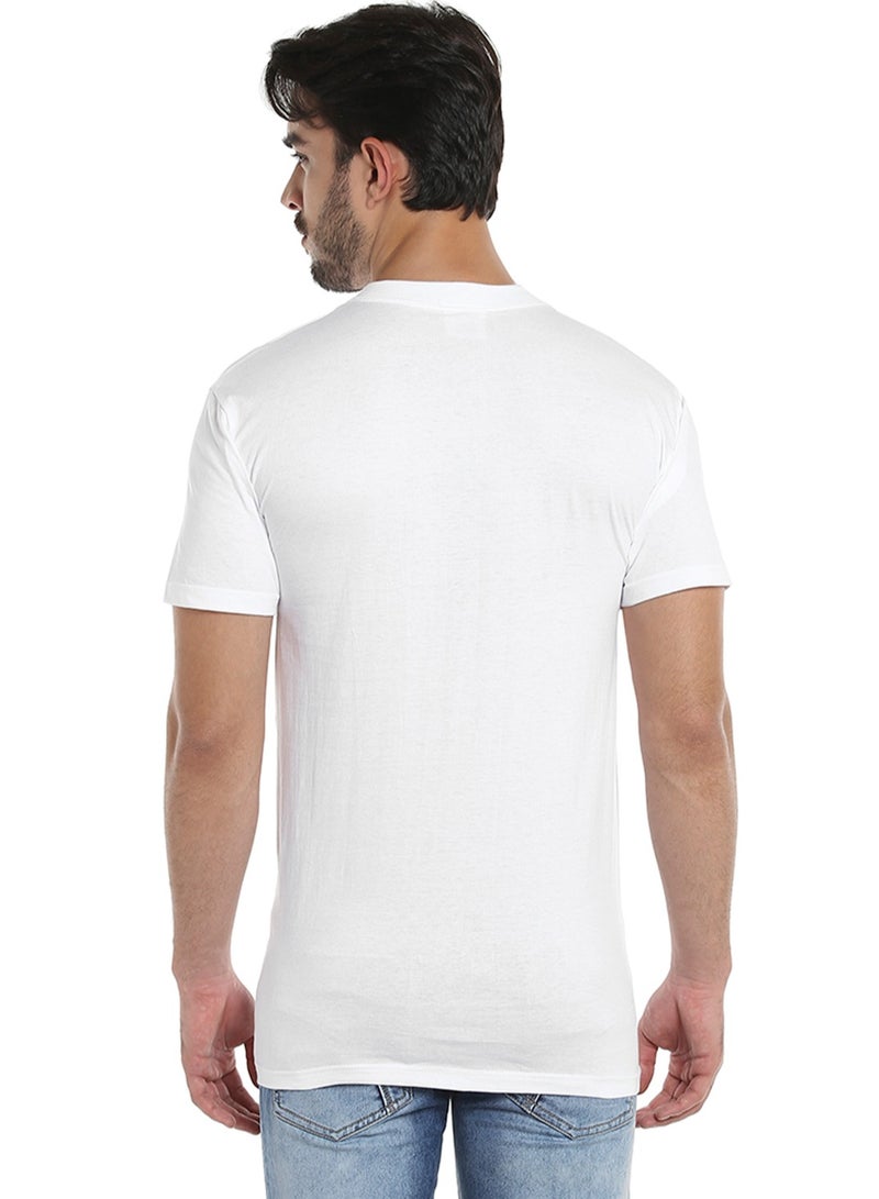 MEN'S V-NECK COTTON T-SHIRT (PACK OF 3) - WHITE