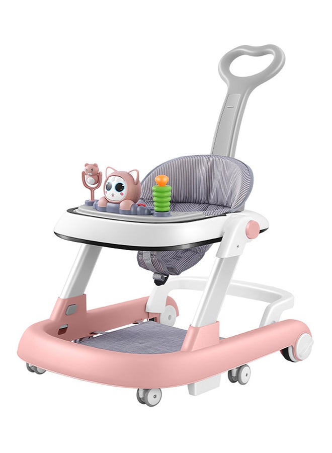 Baby Push Walker With Footpad, Push Handle And Wheels