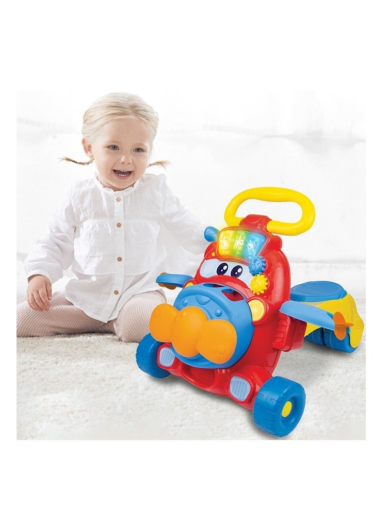 Winfun Junior Jet 2‑in‑1 Ride‑On & Walker – Shape Sorter, Lights, Sounds & Propeller Fun | Convertible Walker with Light-Up Buttons & Melodies | Push Walker and Ride-On Toy | For Ages 6–36 Months