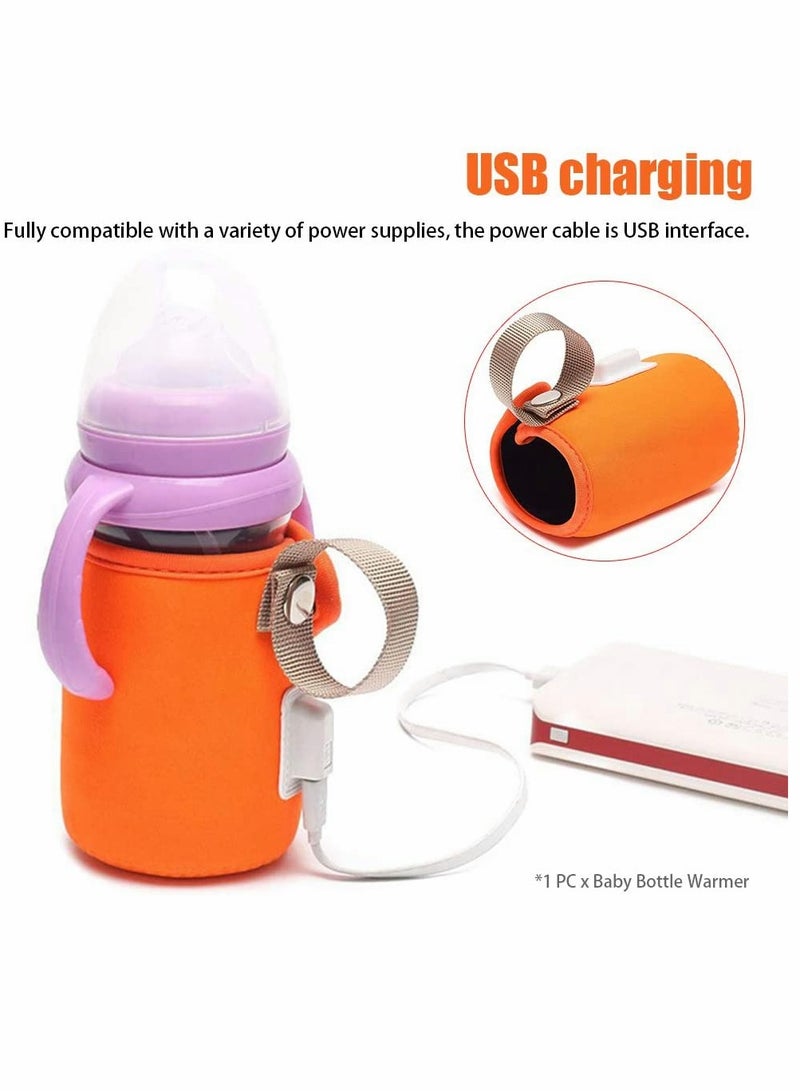 Bottle Warmer Bag Milk Warmer Cover Feeding Bottle Heated Cover Portable Beverage Baby Bottle Warmer for Car Travel Shopping (Orange)