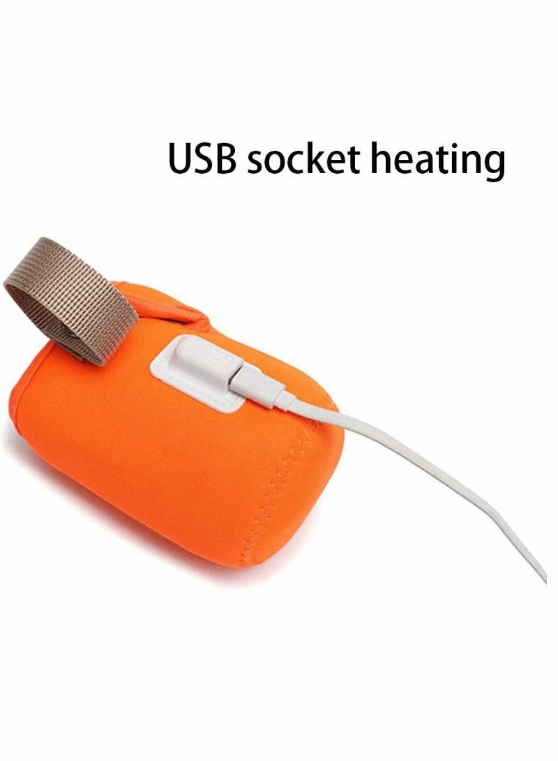 Bottle Warmer Bag Milk Warmer Cover Feeding Bottle Heated Cover Portable Beverage Baby Bottle Warmer for Car Travel Shopping (Orange)