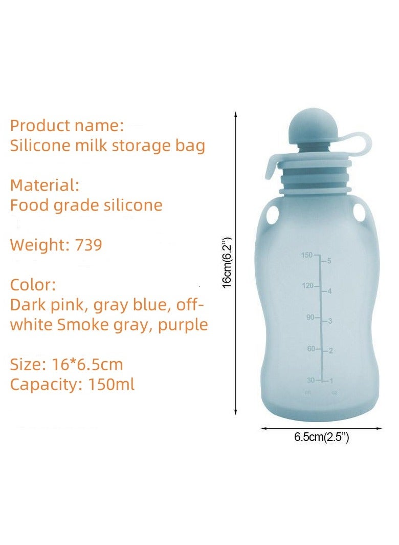 Home Fresh-Keeping Portable Silicone Breast Milk Bag Can Be Refrigerated And Reused Mixed Colors 150ml*5