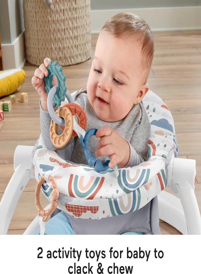 Fisher-Price Portable Baby Chair Sit-Me-Up Floor Seat With Developmental Toys & Machine Washable Seat Pad, Rainbow Sprinkles