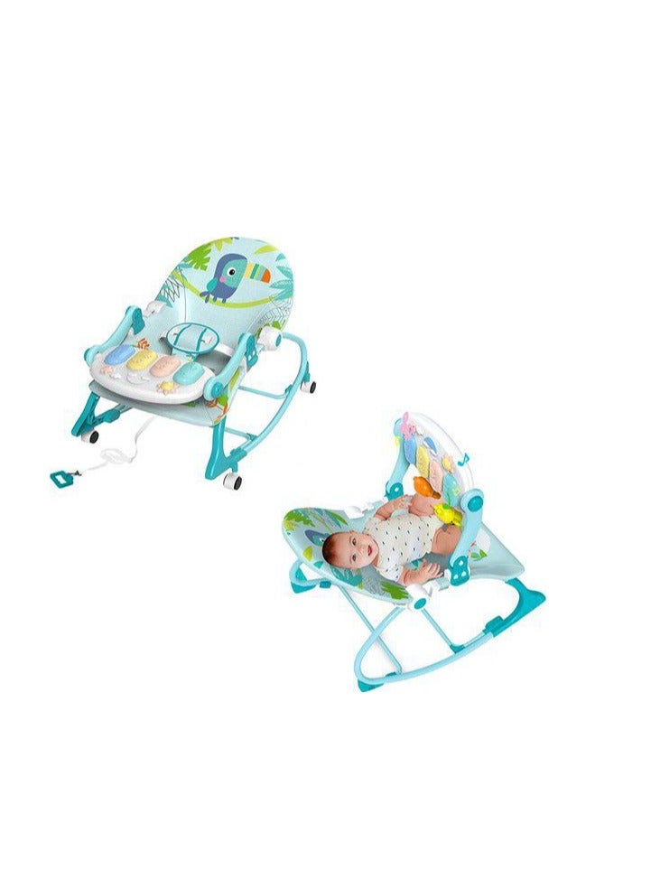 3 in 1 Baby bouncer lounger  highchair with removable wheels  adjustable backrest incl. Removable musical piano