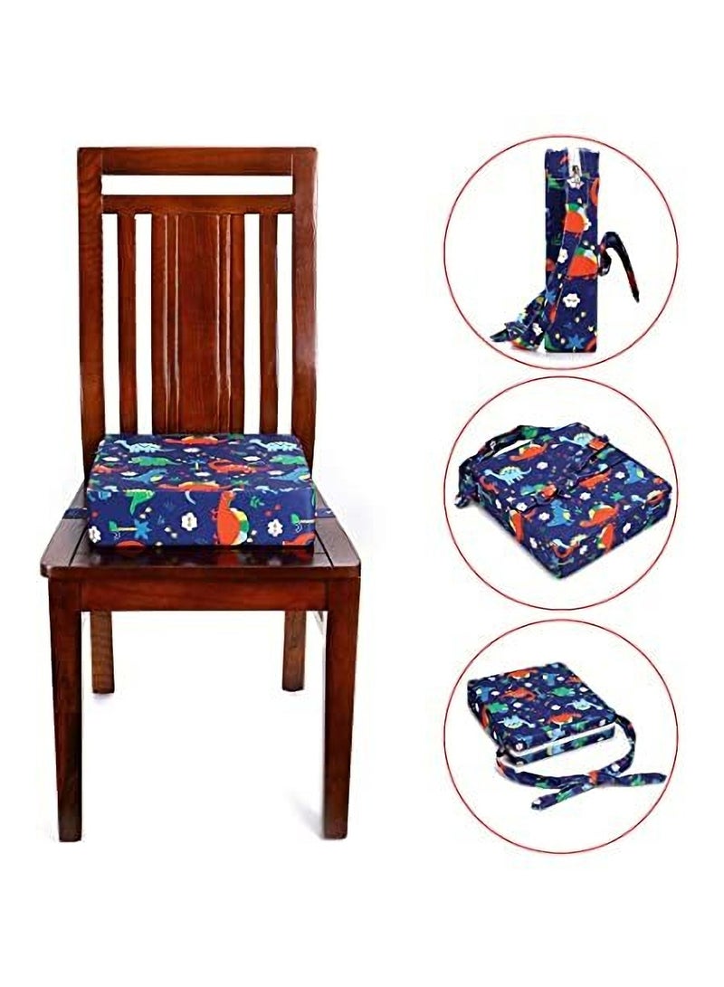 Toddler Booster Seat Cushion, SYOSI Chair Increasing Cushion Portable Dismountable Thick Chairs Increasing Cushion Adjustable Seat Pad for Dining Table Baby Infant Kids Dinosaur Blue