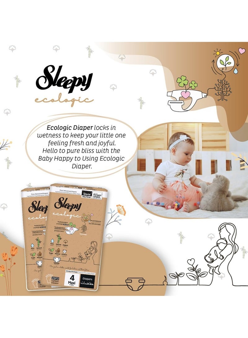 Sleepy Ecologic Size 4 104 Count (New Born) Hypoallergenic Plant-Based, Biodegradable, Sustainable Premium Taped Diapers with high absorption Organic Baby Dry Diaper 3-6 kg 100% leakproof