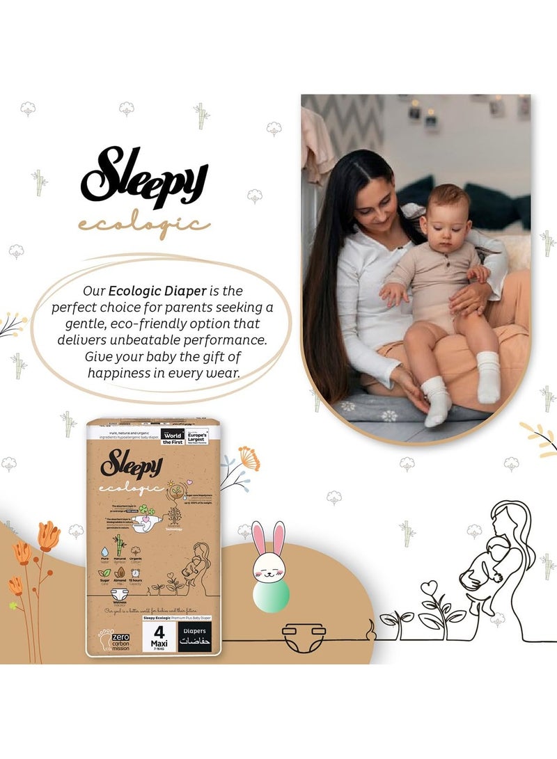 Sleepy Ecologic Size 4 104 Count (New Born) Hypoallergenic Plant-Based, Biodegradable, Sustainable Premium Taped Diapers with high absorption Organic Baby Dry Diaper 3-6 kg 100% leakproof