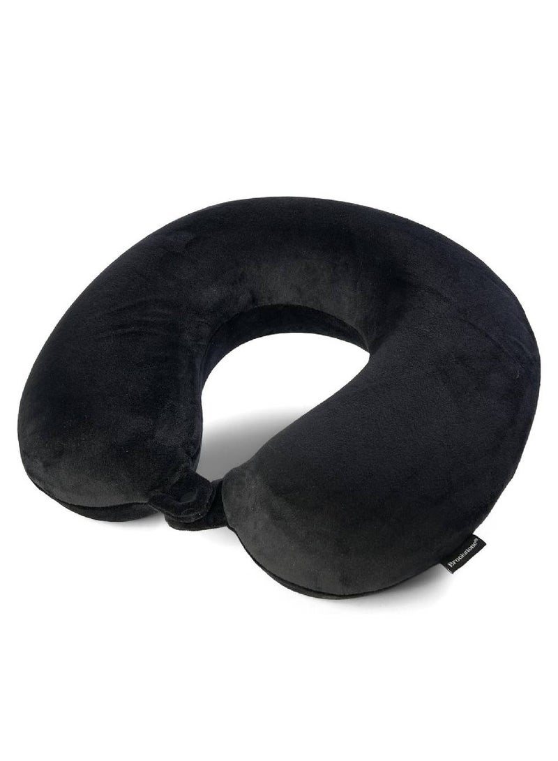 Travel Neck Pillow - Lightweight Fleece Casing Extra Comfort Memory Foam - U-Shaped Neck Pillow for Travelling, Black