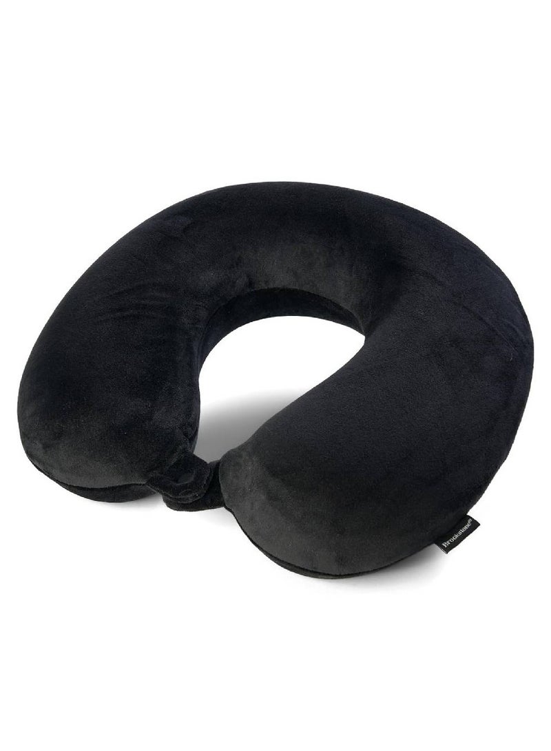 Travel Neck Pillow - Lightweight Fleece Casing Extra Comfort Memory Foam - U-Shaped Neck Pillow for Travelling, Black