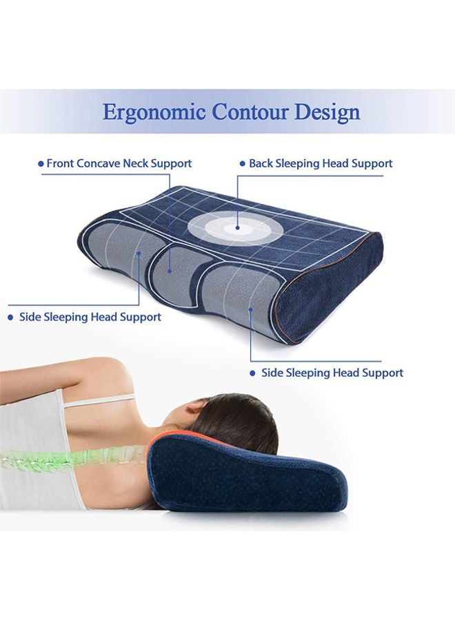 Orthopedic Cervical Neck Pillow For Pain Sufferers Polyester Blue 50x30x10cm