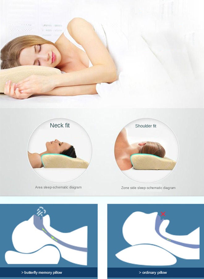 Orthopedic Cervical Neck Pillow For Pain Sufferers Polyester Blue 50x30x10cm