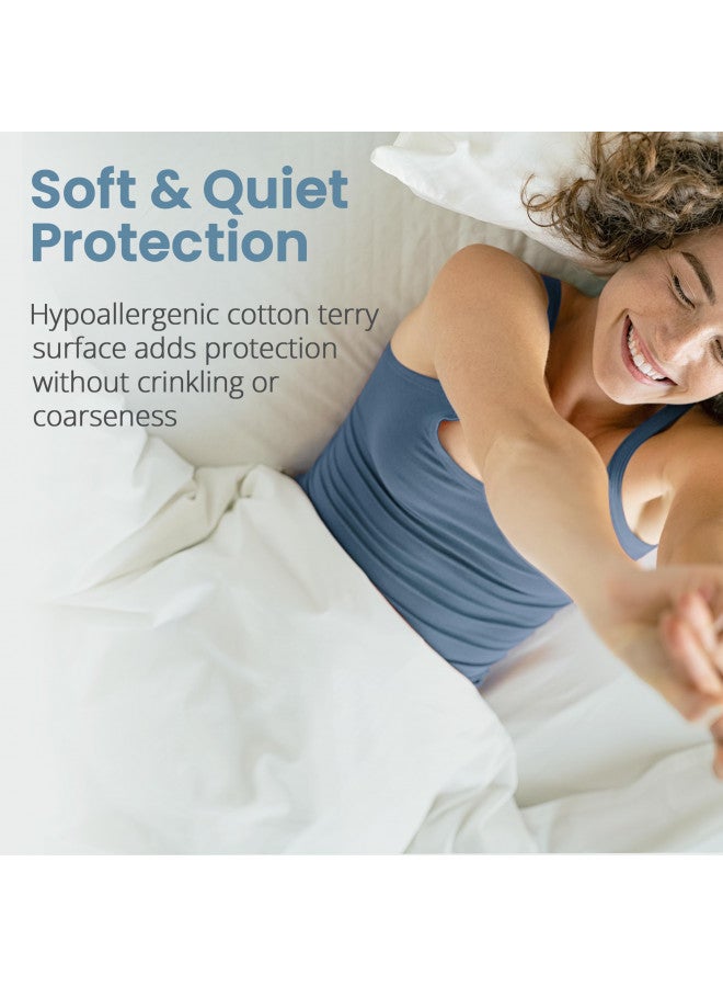 SafeRest Mattress Protector - Queen Size Cotton Terry Waterproof Mattress Protector, Breathable Fitted Mattress Cover with Stretchable Pockets