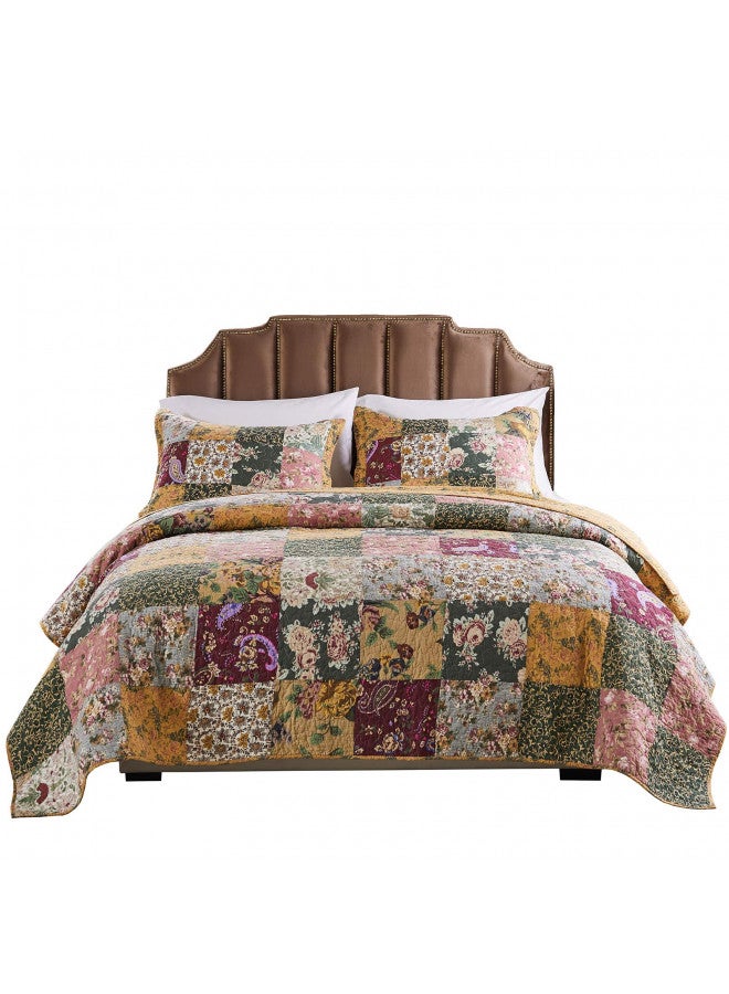 Greenland Home Antique Chic 100% Cotton Authentic Patchwork Quilt Set, Twin/Twin XL, Multicolor