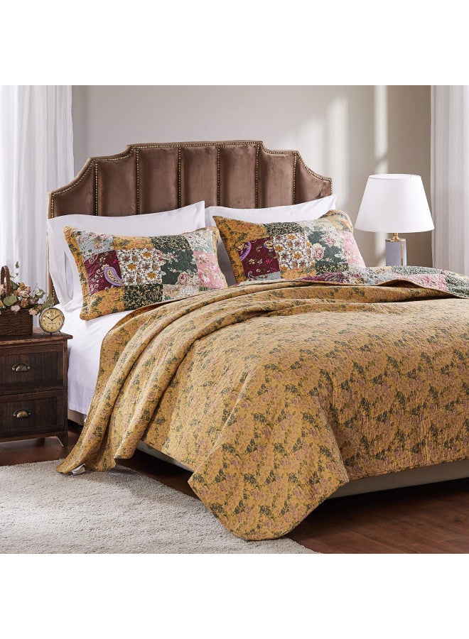 Greenland Home Antique Chic 100% Cotton Authentic Patchwork Quilt Set, Twin/Twin XL, Multicolor