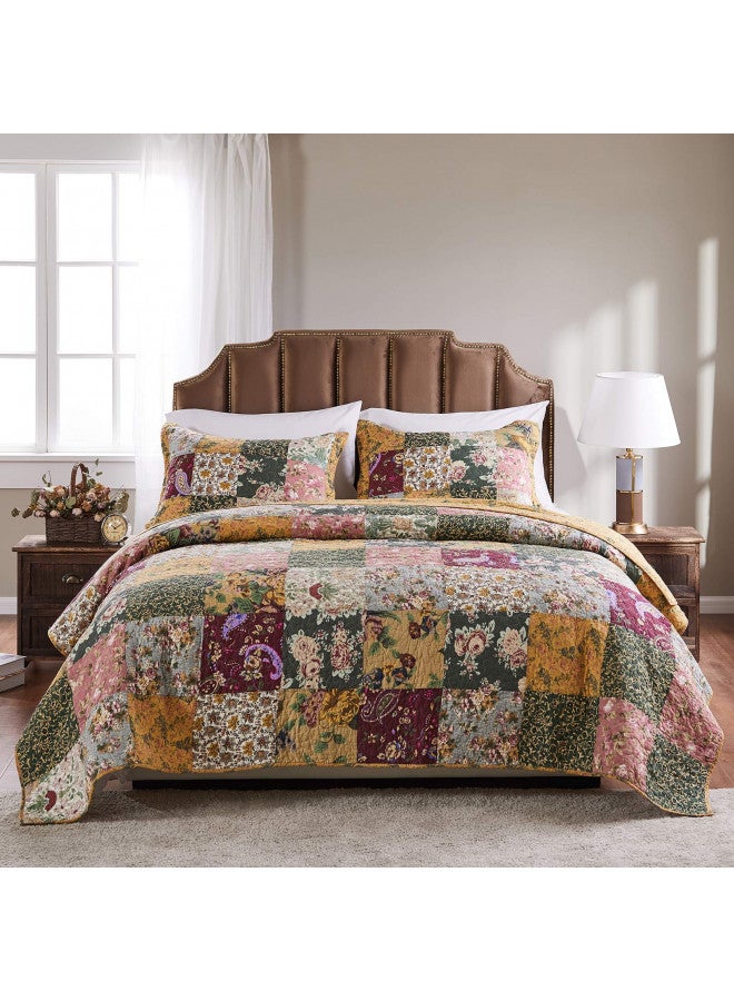 Greenland Home Antique Chic 100% Cotton Authentic Patchwork Quilt Set, Twin/Twin XL, Multicolor