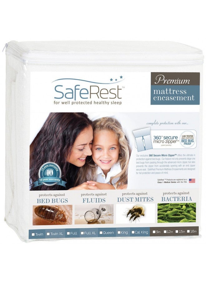 SafeRest Zippered Mattress Protector - Premium 9-12 Inch Waterproof Mattress Cover for Bed - Breathable & Noiseless Washable Mattress Encasement - Full