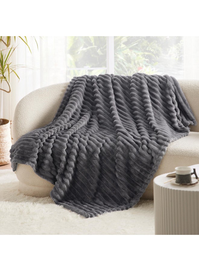 Bedsure Grey Fleece Twin Blanket for Couch - Super Soft Cozy Blankets for Women, Cute Small Blanket for Girls, 60x80 Inches