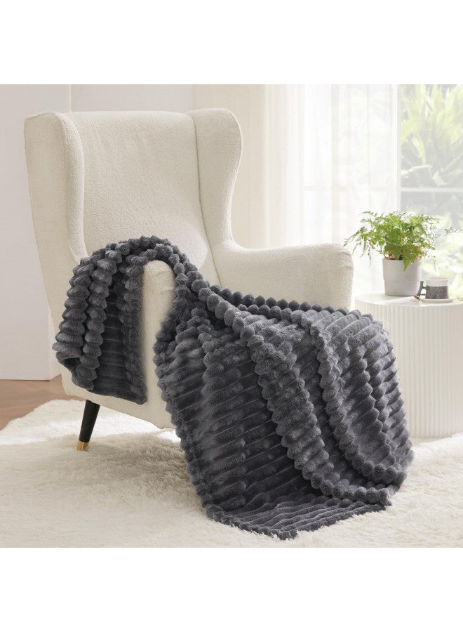 Bedsure Grey Fleece Twin Blanket for Couch - Super Soft Cozy Blankets for Women, Cute Small Blanket for Girls, 60x80 Inches