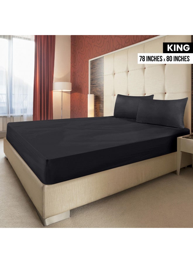 Utopia Bedding King Fitted Sheet - Bottom Sheet - Deep Pocket - Soft Microfiber -Shrinkage and Fade Resistant-Easy Care -1 Fitted Sheet Only (Black)