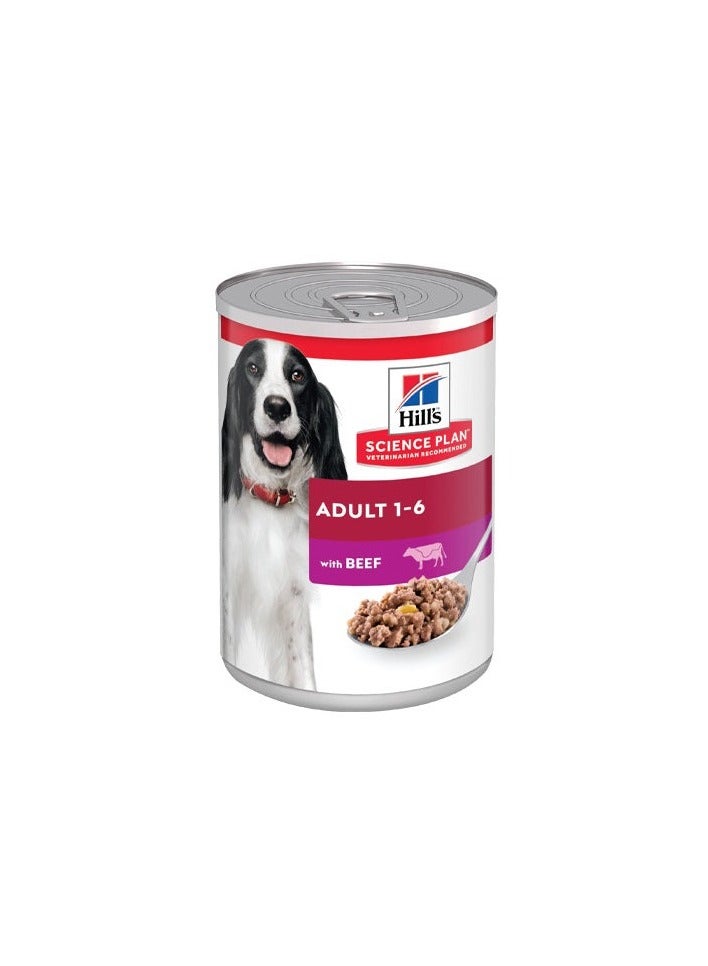 Hill's Science Plan Adult Dog Food with Beef 370g x 12