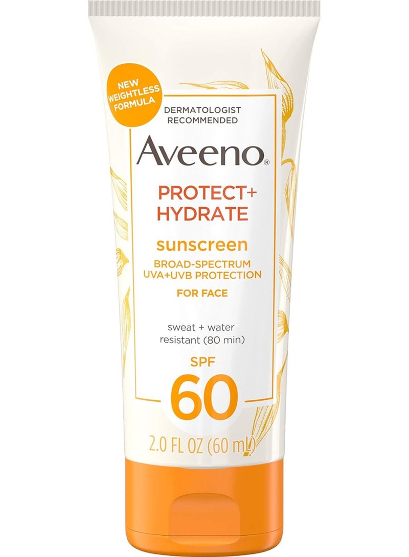 Aveeno Protect & Hydrate Moisturizing Face Sunscreen Lotion SPF 60, 2.0 FL OZ (60 mL)