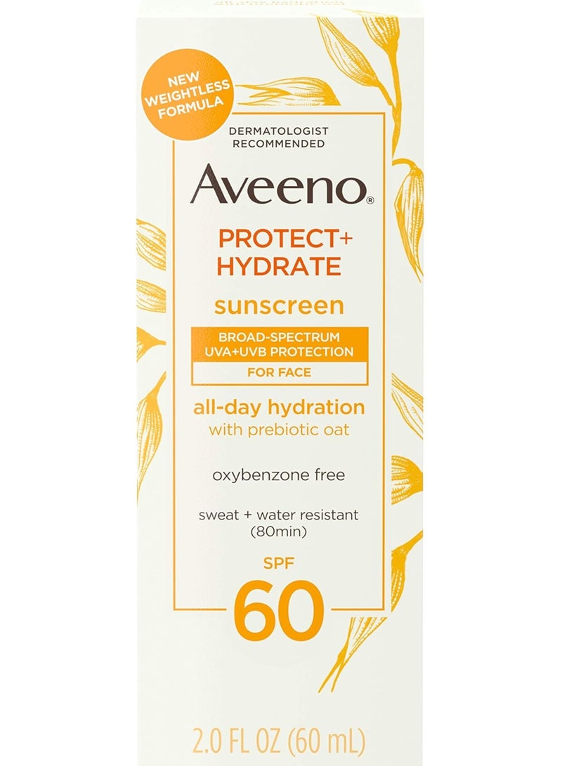 Aveeno Protect & Hydrate Moisturizing Face Sunscreen Lotion SPF 60, 2.0 FL OZ (60 mL)