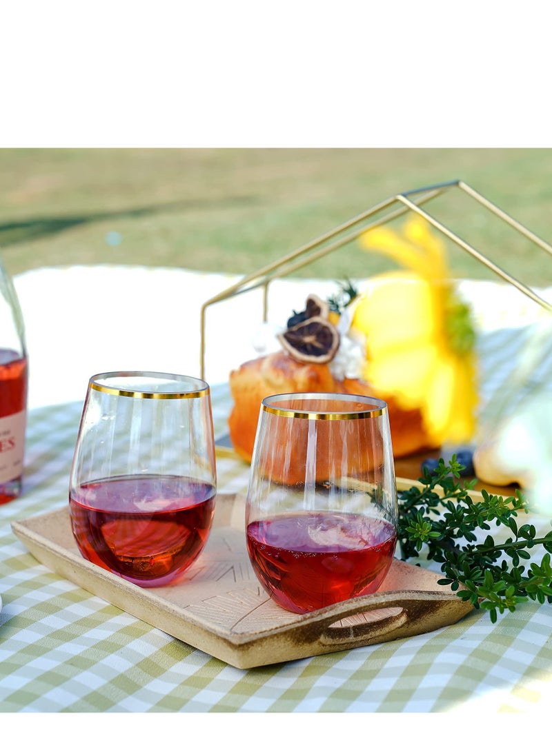 Gold Plastic Champagne Flutes Set - 12 Pack, Stemless Champagne Glasses, 16 Oz - Elegant Party Supplies