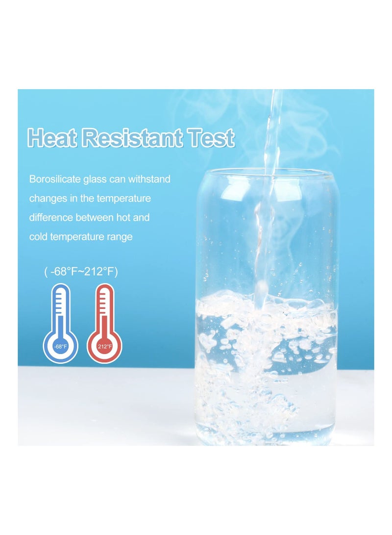 3 Pcs Drinking Glasses with Bamboo Lids and Glass Straw Set