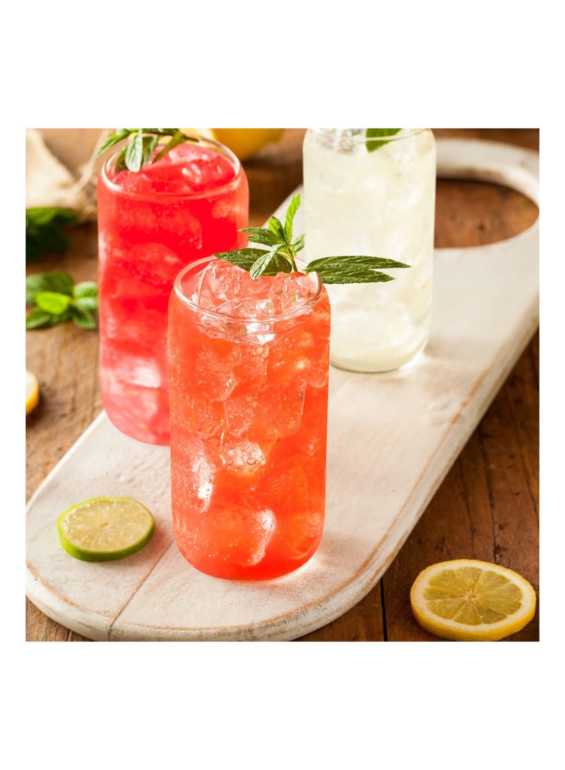 3 Pcs Drinking Glasses with Bamboo Lids and Glass Straw Set