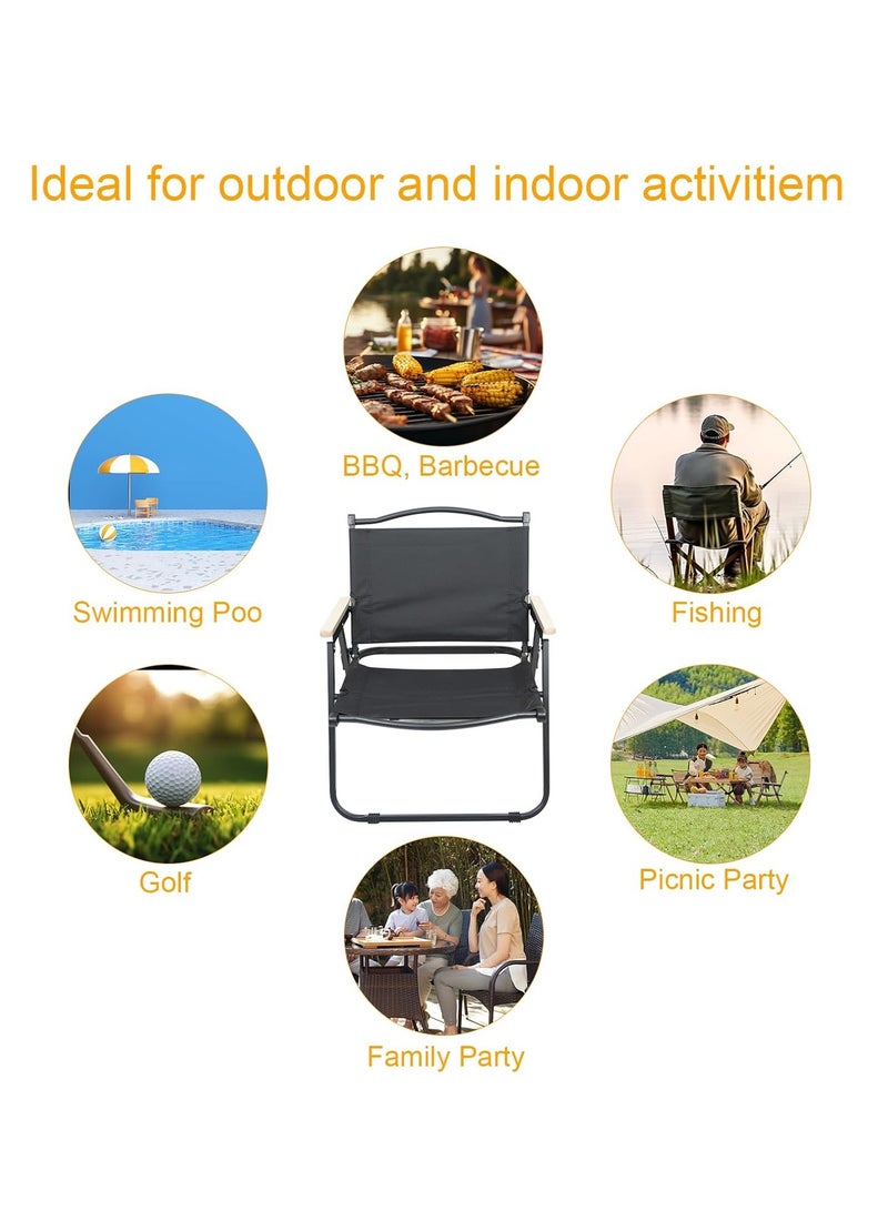 Portable Folding Camping Chair Black, Lightweight Folding Chair for Outdoor Enthusiasts, Folding Chair for Every Adventure, Folding Camping Chair for Travel and Leisure