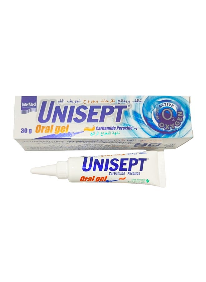 Unisept Oral Gel with Carbamide Peroxide 30g – Healing Gel for Oral Cavity Ulcers and Wounds