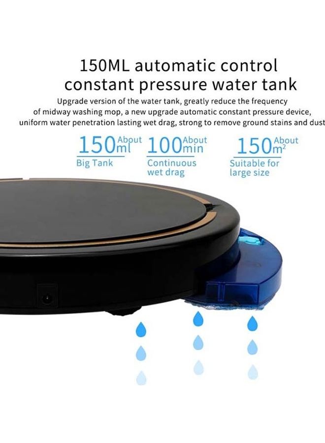 3-In-1 Robot Vacuum Cleaner Sweeping With Water Tank 150 ml 15 W BPCleaner001 Black