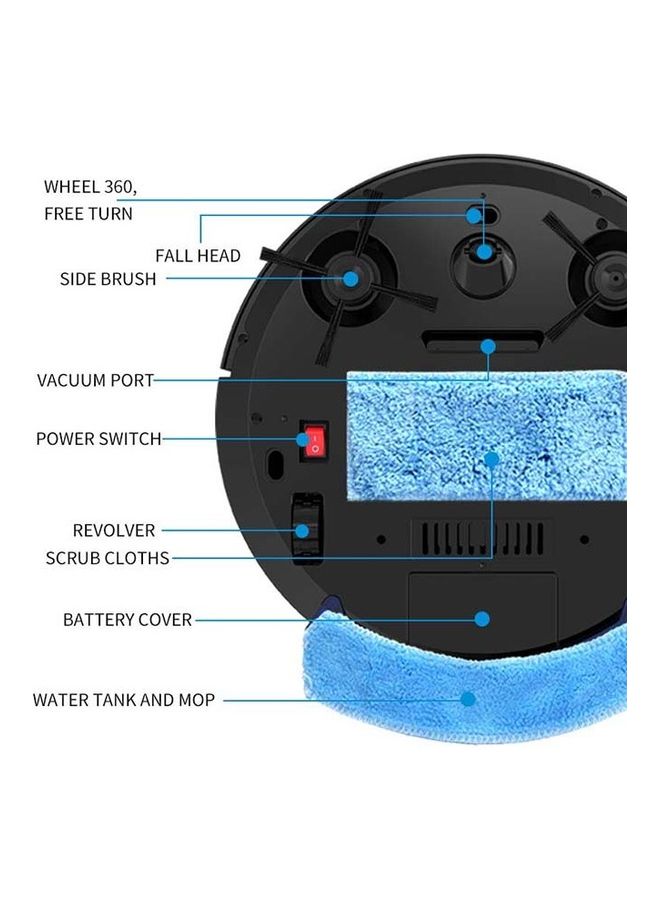 3-In-1 Robot Vacuum Cleaner Sweeping With Water Tank 150 ml 15 W BPCleaner001 Black