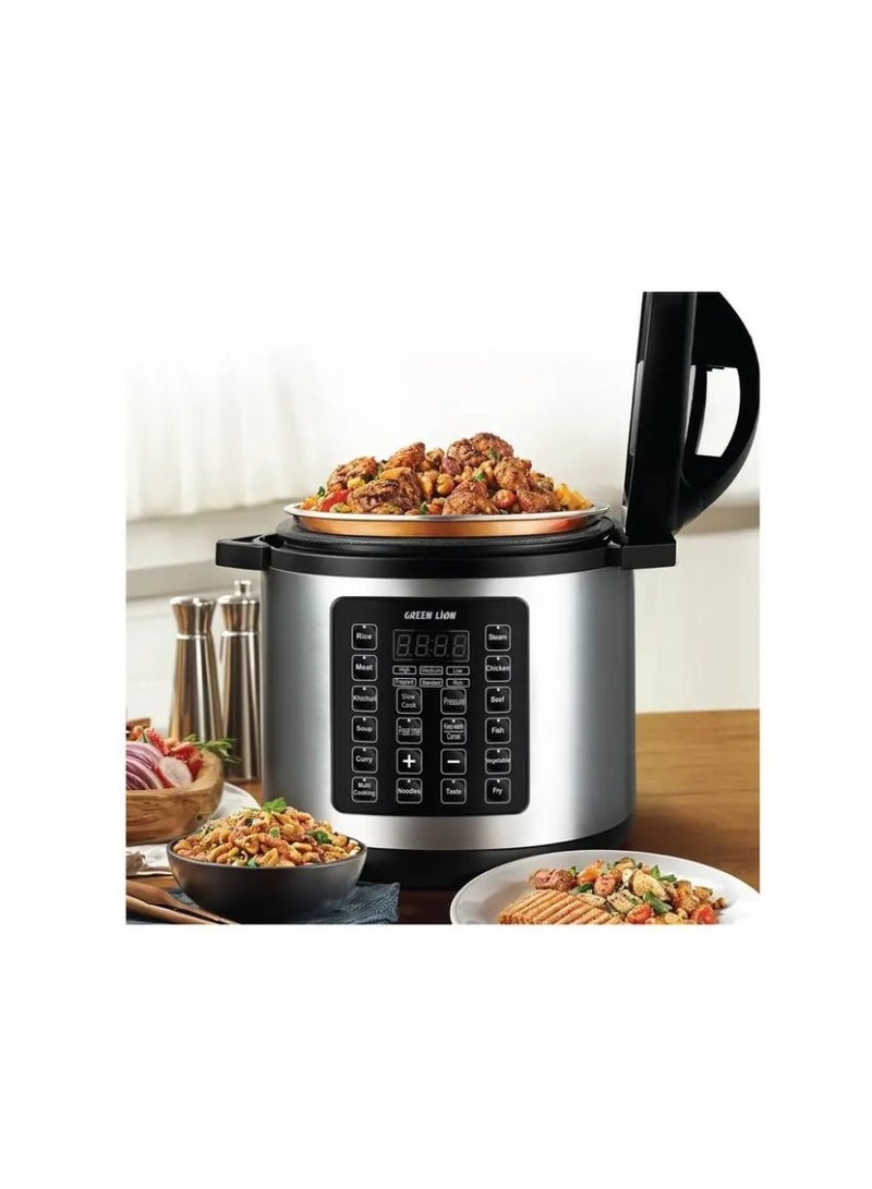 1300W 6L Electric Pressure Cooker With Digital Display and 14 Cooking Modes For Quick and Easy Meals - Black